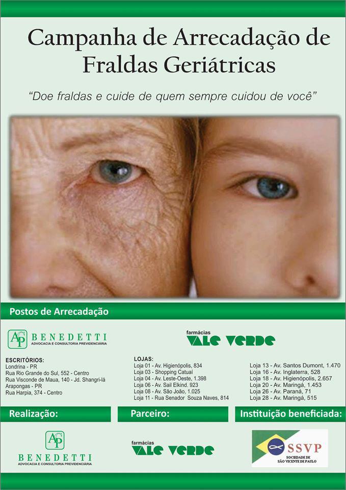 CAMPANHA DE ARRECADAÇÃO DE FRALDAS GERIÁTRICAS 
